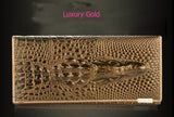 women's wallet, alligator print wallet, genuine leather wallet, long wallet, large capacity wallet, designer wallet, Australian women's fashion, leather accessories, luxury wallet, zippered wallet - Navy - Size 1PCS