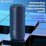 wireless bluetooth speaker, portable speaker, outdoor speaker, waterproof speaker, RGB light speaker, bass heavy speaker, camping speaker, beach speaker, Australia outdoor audio - Black - Size IPX7