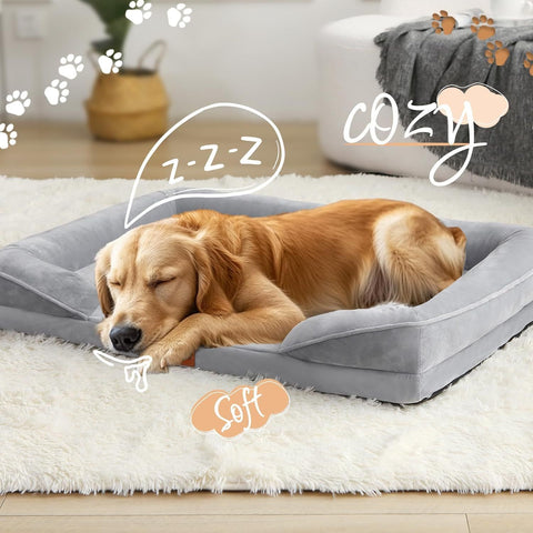 1 piece set XL size 102*80*18cm orthopedic foam dog bed, designed for super large dogs, C-shaped orthopedic dog bed, washable dog sofa bed, with removable cover and non-slip bottom, with supportive foam sofa design, suitable for pet dogs, cats, rabbits, c