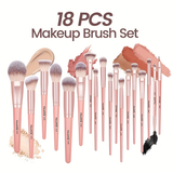 MAANGE 18-piece professional makeup brush set, including 18 makeup brushes + velvet cloth bag, soft brush hair makeup brushes, foundation brush, eye shadow brush, blending brush, concealer brush, eyeliner brush, skin-friendly powder puff set, travel porta
