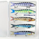 QQNAL5PCS Lure Beginner Set - 7-section sink bait suitable for both fresh and saltwater, stylish swimming style, long-distance casting without breaking the line, comes with a waterproof box, catch all species of bass, trout, and pike in one net.