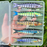QQNAL5PCS Lure Beginner Set - 7-section sink bait suitable for both fresh and saltwater, stylish swimming style, long-distance casting without breaking the line, comes with a waterproof box, catch all species of bass, trout, and pike in one net.