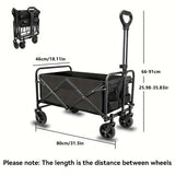 250KG Load Capacity 300L Large Capacity Heavy Duty Foldable Beach Car - All-Terrain Foldable Multi-Functional Handcart with Large Wheels, Side Pockets and Brakes - Durable Oxford Fabric and Stainless Steel Structure, Suitable for Camping, Garden, Sports a