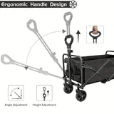 250KG Load Capacity 300L Large Capacity Heavy Duty Foldable Beach Car - All-Terrain Foldable Multi-Functional Handcart with Large Wheels, Side Pockets and Brakes - Durable Oxford Fabric and Stainless Steel Structure, Suitable for Camping, Garden, Sports a
