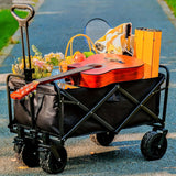 250KG Load Capacity 300L Large Capacity Heavy Duty Foldable Beach Car - All-Terrain Foldable Multi-Functional Handcart with Large Wheels, Side Pockets and Brakes - Durable Oxford Fabric and Stainless Steel Structure, Suitable for Camping, Garden, Sports a