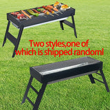 Portable foldable barbecue grill with adjustable height and built-in side rack - heavy-duty metal outdoor barbecue grill, suitable for backyard, camping, picnic - compact storage design with external barbecue cover, durable paint surface, suitable for out