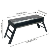 Portable foldable barbecue grill with adjustable height and built-in side rack - heavy-duty metal outdoor barbecue grill, suitable for backyard, camping, picnic - compact storage design with external barbecue cover, durable paint surface, suitable for out