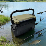 Double-layer multi-function outdoor storage fishing box, can be used as a stool, convenient storage of various fishing lines, bait, live fish.