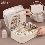 Darrahopens Home & Garden > Storage > Storage Boxes High-capacity multi-layer travel makeup organizer, featuring removable compartments and a brush holder—a portable beauty case, elegantly painted storage box, designed as a standalone unit, no assembly required.（mocha brown）