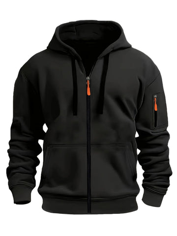 Unisex Hoodie Zip-Up Hoodie Autumn Winter Jacket Fleece Jacket Outdoor Training - Black - Size XL(AU XL/EU52) In Australia - Darrahopens