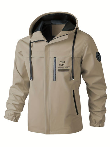 Men'S Hooded Windbreaker Lightweight Windbreaker Casual Jacket With Pockets - Khaki - Size 2XL(AU 2XL/EU54) In Australia - Darrahopens