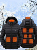 Heated Jacket Smart Heated Hoodie Lightweight Winter Coat Cotton Padded Jacket - Black - Size 4XL(AU 4XL/EU58)
