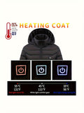 Heated Jacket Smart Heated Hoodie Lightweight Winter Coat Cotton Padded Jacket - Black - Size XL(AU XL/EU52)