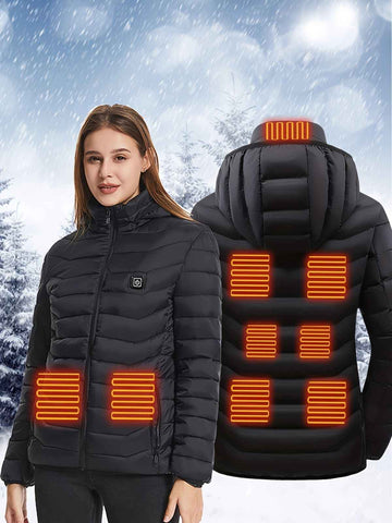 Heated Jacket Smart Heated Hoodie Lightweight Winter Coat Cotton Padded Jacket - Navy - Size 4XL(AU 4XL/EU58) In Australia - Darrahopens