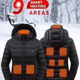 Heated Jacket Smart Heated Hoodie Lightweight Winter Coat Cotton Padded Jacket - Navy - Size XL(AU XL/EU52)