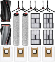 Eufy E28 Omni / E25 Omni Robot Vacuum Cleaner 17-piece Replacement Kit, 1 set of main brushes, 2 roller mops, 6 side brushes, 4 HEPA filters, 4 dust bags