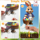 Darrahopens Home & Garden > Decor > Garden Ornaments 2DFlat, 8pcs Easter Gentleman Rabbit Group Decoration, exquisite shape holding egg basket / carrot rabbit, fashionable dress design outdoor waterproof easy to install props, spring courtyard atmosphere Gentleman Rabbit Group Plaque Decoration