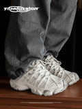 Chunky Sneakers Dad Shoes Thick Sole Sneakers High Street Sneakers Platform - Silver - Size 10(AU10/EU43) In Australia - Darrahopens
