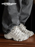 Chunky Sneakers Dad Shoes Thick Sole Sneakers High Street Sneakers Platform - Silver - Size 8(AU8/EU41)