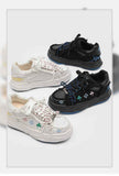 Casual Sneakers Embroidered Sneakers Four-Leaf Clover Shoes Comfortable - Black - Size 10(AU10/EU43) In Australia - Darrahopens