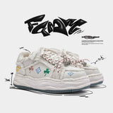 Casual Sneakers Embroidered Sneakers Four-Leaf Clover Shoes Comfortable - Black - Size 11(AU11/EU44) In Australia - Darrahopens