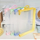 Darrahopens Home & Garden > Home Office Accessories > Filing & Organisation Macaron Candy Student File Bag + PET Animal Stickers - Hand-Carry Large Capacity Waterproof A4 Zipper Transparent Exam Paper & Textbook Storage Bag, Folder（yellow）