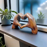 1 piece of handcrafted heart-shaped resin sculpture - elegant interwoven heart art, durable ABS home and office desk decoration, suitable for any occasion, home decoration item | Heart-shaped decoration | Wood-like surface treatment