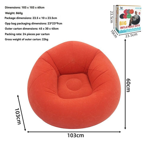 Inflatable Lazy Chair Portable Foldable Sofa Single Person Lazy Sofa Indoor - Orange - Size 01