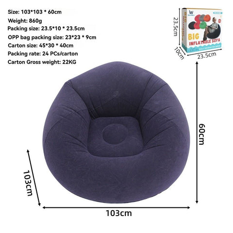 Inflatable Lazy Chair Portable Foldable Sofa Single Person Lazy Sofa Indoor - Purple - Size 01