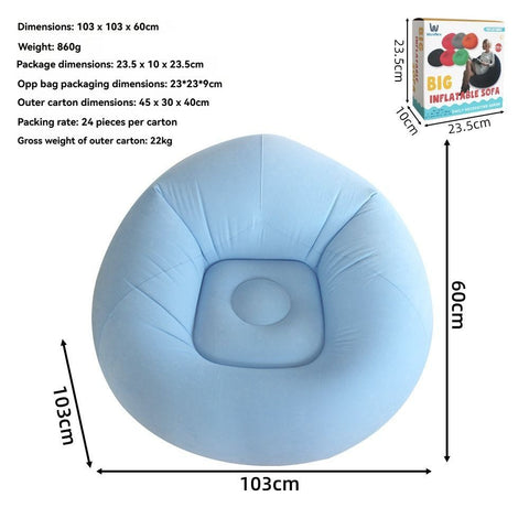Inflatable Lazy Chair Portable Foldable Sofa Single Person Lazy Sofa Indoor - Sky Blue - Size 01
