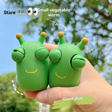 staring small vegetable worm, stress relief toy, novelty gift, popular toy, relaxation toy, anxiety toy, fidget toy, cute stress ball, googly eyes toy - Green - Size 2pcs In Australia - Darrahopens