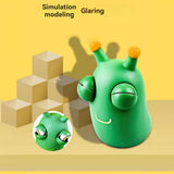 staring small vegetable worm, stress relief toy, novelty gift, popular toy, relaxation toy, anxiety toy, fidget toy, cute stress ball, googly eyes toy - Green - Size 2pcs