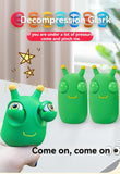 staring small vegetable worm, stress relief toy, novelty gift, popular toy, relaxation toy, anxiety toy, fidget toy, cute stress ball, googly eyes toy - Green - Size 2pcs