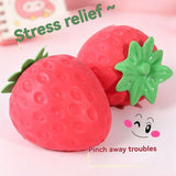 giant strawberry, squeeze stress reliever, novelty gift, decompression toy, slow-rebound soft rubber, stress relief toy, desk fidget toy, Australian stress toy, cute gift idea, sensory fidget - Red - Size strawberry
