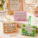 26-key keyboard keychain, bag charm, stress reliever toy, cute gift, pixel keychain, novelty gift, Australia, fun accessory, quirky keyring, retro gaming charm - Yellow - Size 26 pendants