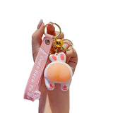 rabbit keychain, squeeze stress reliever, couple keychain, cute keychain, stress relief gift, pink keychain, keychain with bell, Australian market, anxiety relief, keychain gift - 2PCS - Size gray