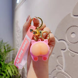 rabbit keychain, squeeze stress reliever, couple keychain, cute keychain, stress relief gift, pink keychain, keychain with bell, Australian market, anxiety relief, keychain gift - 2PCS - Size Rabbit