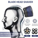 Magnetic six-blade razor, Whole-body wash razor, Digital display razor, Head-shaving razor, Electric razor for men, Australian grooming tools - Blue - Size Including spare blades