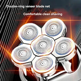 mens electric shaver, cordless shaver, rechargeable shaver, waterproof shaver, 6D floating shaver, men grooming, shaver for Australian men, travel shaver - Silver - Size SET