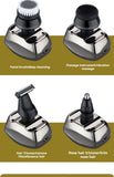 8 blade head shaver, bald head trimmer, hair trimmer for men, grooming tool, USB rechargeable shaver, head shaver Australia, bald head grooming kit - Silver - Size SET