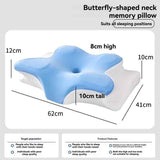 Butterfly 4D Memory Cotton Pillow Ice-Silk Fabric Cooling Pillow Cervical Spine - Blue - Size conventional