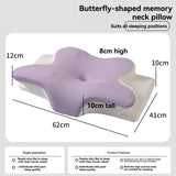 Butterfly 4D Memory Cotton Pillow Ice-Silk Fabric Cooling Pillow Cervical Spine - Gray - Size Large horn model