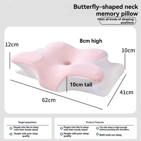 Butterfly 4D Memory Cotton Pillow Ice-Silk Fabric Cooling Pillow Cervical Spine - Pink - Size conventional In Australia - Darrahopens