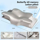Butterfly 4D Memory Cotton Pillow Ice-Silk Fabric Cooling Pillow Cervical Spine - Pink - Size Large horn model
