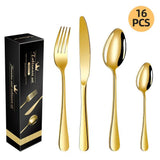 western cutlery set, steak knife and fork set, stainless steel cutlery, gift set for dining, 16-piece cutlery, Australian dining, steak knives Australia, premium cutlery set, gift for couples, housewarming gift - Rose gold - Size 16 -piece set