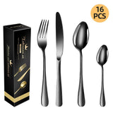 western cutlery set, steak knife and fork set, stainless steel cutlery, gift set for dining, 16-piece cutlery, Australian dining, steak knives Australia, premium cutlery set, gift for couples, housewarming gift - Silver - Size 16 -piece set