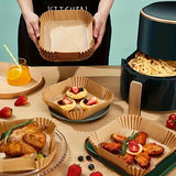 Air Fryer Liners Parchment Paper Air Fryer Disposable Air Fryer Paper Non-Stick - Brown - Size 01
