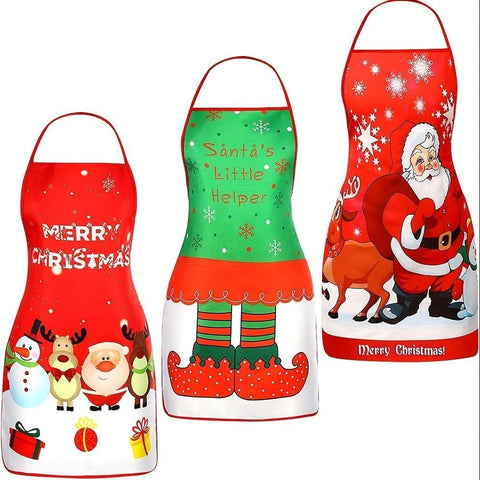Christmas apron, waterproof apron, oil-resistant apron, festive kitchen decor, holiday cooking apron, Christmas gift idea, Santa apron, snowman apron, reindeer apron, family gathering apron - Christmas - Size 3-3PCS In Australia - Darrahopens