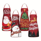 Christmas apron, waterproof apron, oil-resistant apron, festive kitchen decor, holiday cooking apron, Christmas gift idea, Santa apron, snowman apron, reindeer apron, family gathering apron - Christmas - Size 4-4PCS