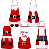 Christmas apron, waterproof apron, oil-resistant apron, festive kitchen decor, holiday cooking apron, Christmas gift idea, Santa apron, snowman apron, reindeer apron, family gathering apron - Christmas - Size 4-4PCS